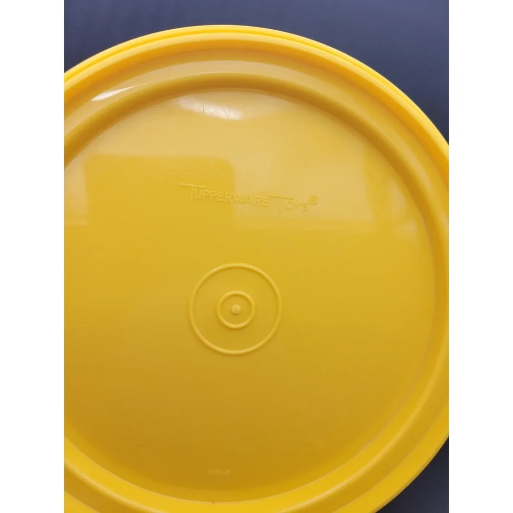 Vintage Tupperware Toys Yellow Play Bowl w Lid + Extra Lid 1970s 80s